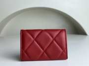 Chanel 19 Card Wallet Shiny Lambskin Gold-Tone In Red 7.5x11.3x2.1cm - 4