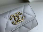 Chanel 19 Card Wallet Shiny Lambskin Gold-Tone In Grey 7.5x11.3x2.1cm - 5