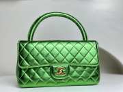 Chanel 1994 Classic Flap Handbag Metallic Green Lambskin 25cm - 1