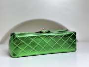 Chanel 1994 Classic Flap Handbag Metallic Green Lambskin 25cm - 5