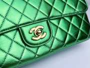 Chanel 1994 Classic Flap Handbag Metallic Green Lambskin 25cm - 3