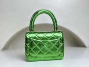 Chanel 1994 Classic Flap Handbag Metallic Green Lambskin 18cm - 4