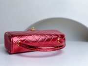 Chanel 1994 Classic Flap Handbag Metallic Red Lambskin 25cm - 5