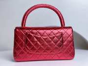 Chanel 1994 Classic Flap Handbag Metallic Red Lambskin 25cm - 3