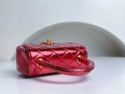 Chanel 1994 Classic Flap Handbag Metallic Red Lambskin 18cm - 4