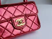 Chanel 1994 Classic Flap Handbag Metallic Red Lambskin 18cm - 3