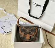 Celine Mini Besace In Triomphe Canvas And Calfskin Tan 16x14x4cm - 1