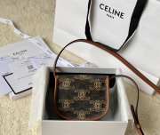 Celine Mini Besace In Triomphe Canvas And Calfskin Tan 16x14x4cm - 4