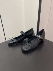 Miu Miu ballet flat with bow pattern leather in black 4.5cm - 5