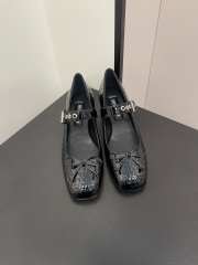 Miu Miu ballet flat with bow pattern leather in black 4.5cm - 4