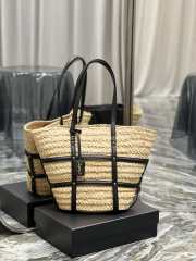 YSL Panier Bag In Raffia Natural 40x29x19cm - 1