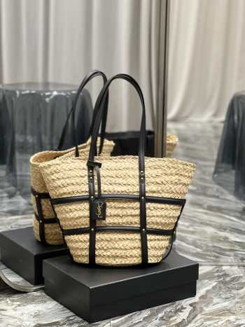 YSL Panier Bag In Raffia Natural 40x29x19cm