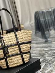 YSL Panier Bag In Raffia Natural 40x29x19cm - 4