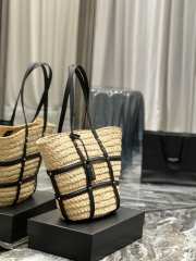 YSL Panier Bag In Raffia Natural 40x29x19cm - 2