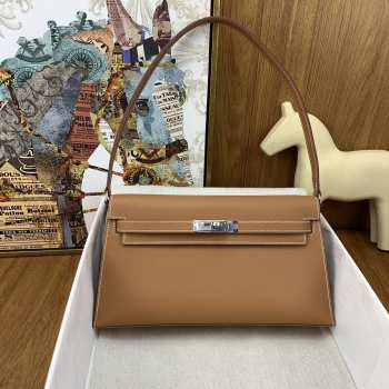 Hermes Kelly Elan Handmade Brown Bag In Silver Buckle 27cm