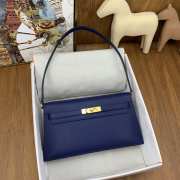 Hermes Kelly Elan Handmade Blue Bag In Gold Buckle 27cm - 1