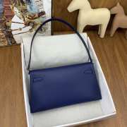 Hermes Kelly Elan Handmade Blue Bag In Gold Buckle 27cm - 6