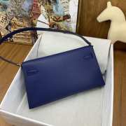 Hermes Kelly Elan Handmade Blue Bag In Gold Buckle 27cm - 4