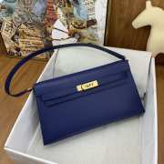 Hermes Kelly Elan Handmade Blue Bag In Gold Buckle 27cm - 2