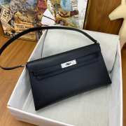 Hermes Kelly Elan Handmade Black Bag In Silver Buckle 27cm - 6