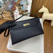 Hermes Kelly Elan Handmade Black Bag In Gold Buckle 27cm - 2