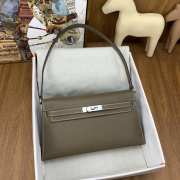 Hermes Kelly Elan Handmade Grey Bag In Silver Buckle 27cm - 1