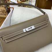 Hermes Kelly Elan Handmade Grey Bag In Silver Buckle 27cm - 3