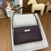 Hermes Kelly Elan Handmade Dark Brown Bag In Silver Buckle 27cm - 1