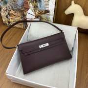 Hermes Kelly Elan Handmade Dark Brown Bag In Silver Buckle 27cm - 3