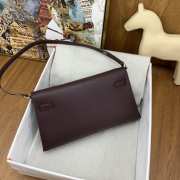 Hermes Kelly Elan Handmade Dark Brown Bag In Silver Buckle 27cm - 2