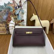 Hermes Kelly Elan Handmade Dark Brown Bag In Gold Buckle 27cm - 1