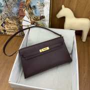 Hermes Kelly Elan Handmade Dark Brown Bag In Gold Buckle 27cm - 3