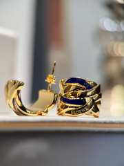 Loewe nest small hoop earrings in sterling silver and enamel gold /midnight blue - 2