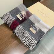 Burberry Lambswool Scarf Black Grey 38x200cm - 5