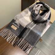 Burberry Lambswool Scarf Black Grey 38x200cm - 2