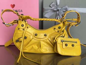 Balenciaga Le Cagole Croco Yellow Bag 26x16x10cm