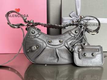 Balenciaga Le Cagole Croco Grey Bag 26x16x10cm