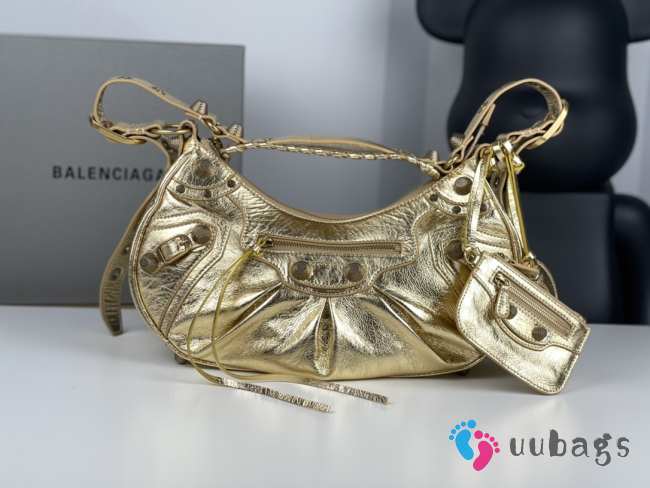 Balenciaga Le Cagole Gold Metallic Shoulder Bag 33x16x8cm - 1