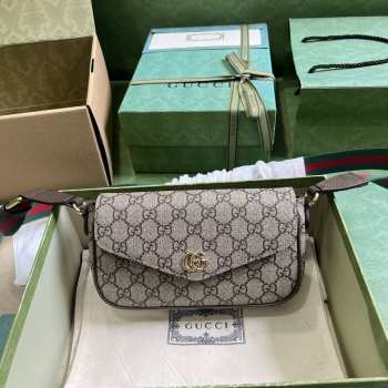 Gucci beige/ ebony canvas ophidia mini bag  13x22x4cm