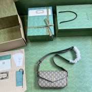 Gucci beige/ ebony canvas ophidia mini bag  13x22x4cm - 4