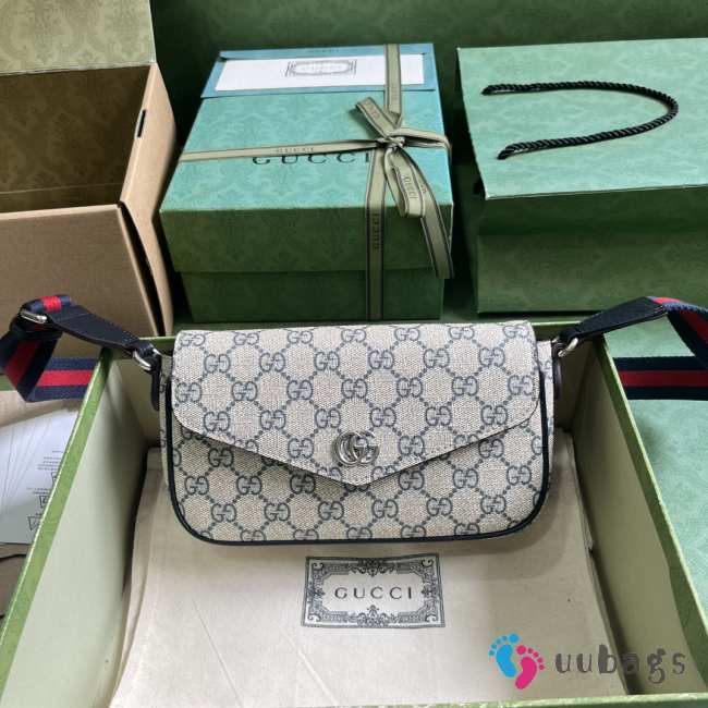 Gucci beige/ blue canvas ophidia mini bag 13x22x4cm - 1