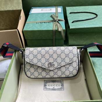 Gucci beige/ blue canvas ophidia mini bag 13x22x4cm