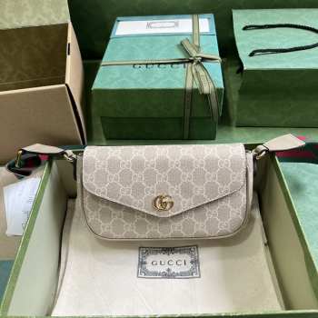 Gucci beige canvas ophidia mini bag 13x22x4cm