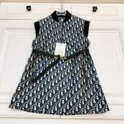 Belted Dress Blue Technical Taffeta Jacquard with Dior Oblique Motif For Kids - 2