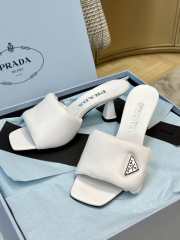 Prada Padded Heeled Mules in White 5cm - 6