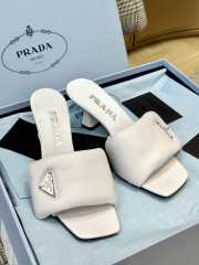 Prada Padded Heeled Mules in White 5cm - 5