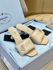 Prada Padded Heeled Mules in Beige 5cm - 1