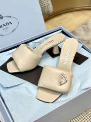 Prada Padded Heeled Mules in Beige 5cm - 3