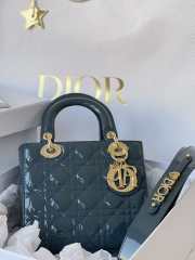 Dior My ABCDior Lady patent leather bag in dark blue 20x17x8cm - 1