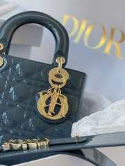 Dior My ABCDior Lady patent leather bag in dark blue 20x17x8cm - 3